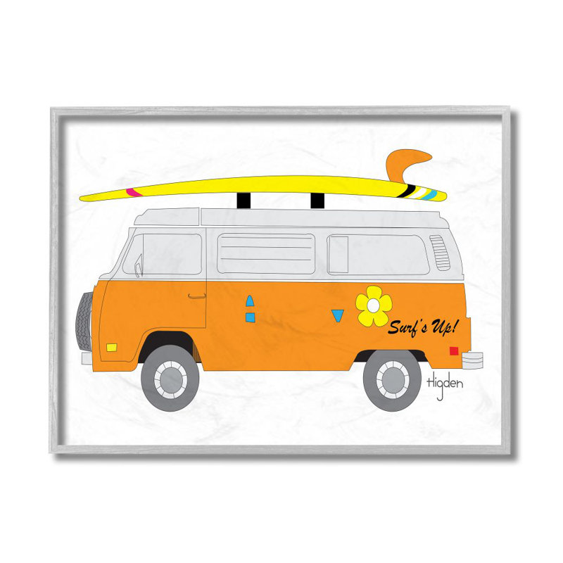 Impression d’art graphique, "Retro Orange Beach Cruiser surf sport" par Mark Higgs, Estampe numérique Farmhouse
