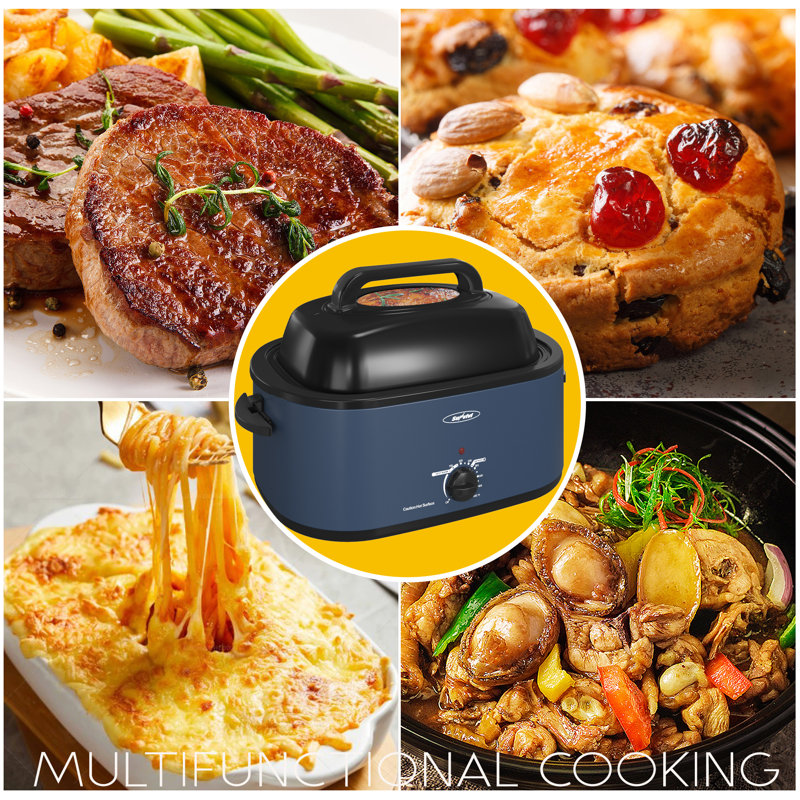Sunvivi Electric Roaster Oven with Removable Pan, Blue, 24 quarts