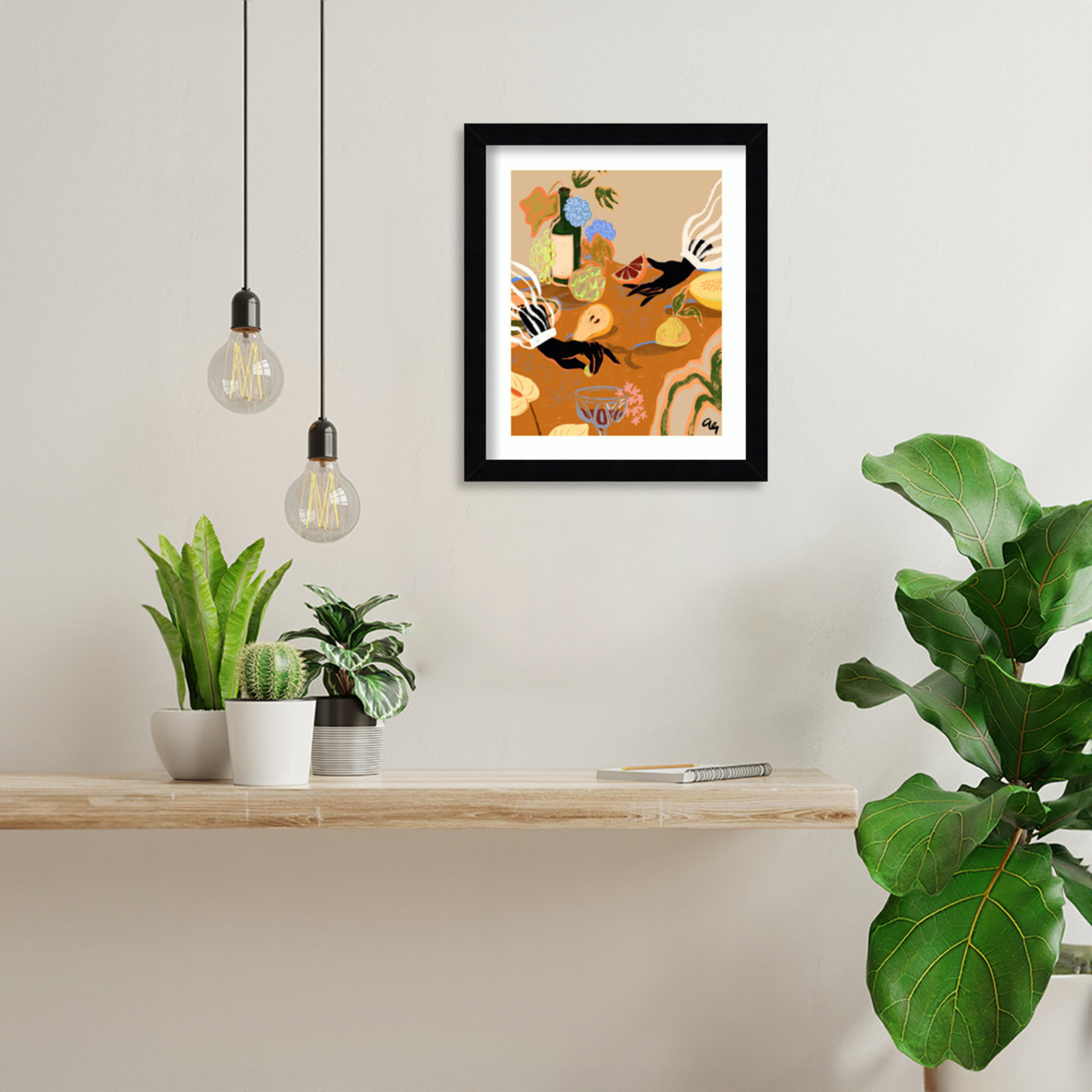 Oberon "Handful of Love (Fruit)" Print, Black, 13" H x 11" W