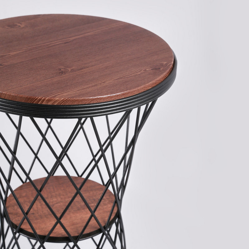 Table de bout à piédestal en bois massif Anoki
