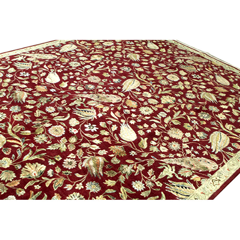 Hand-Knotted High-Quality Red Area Rug