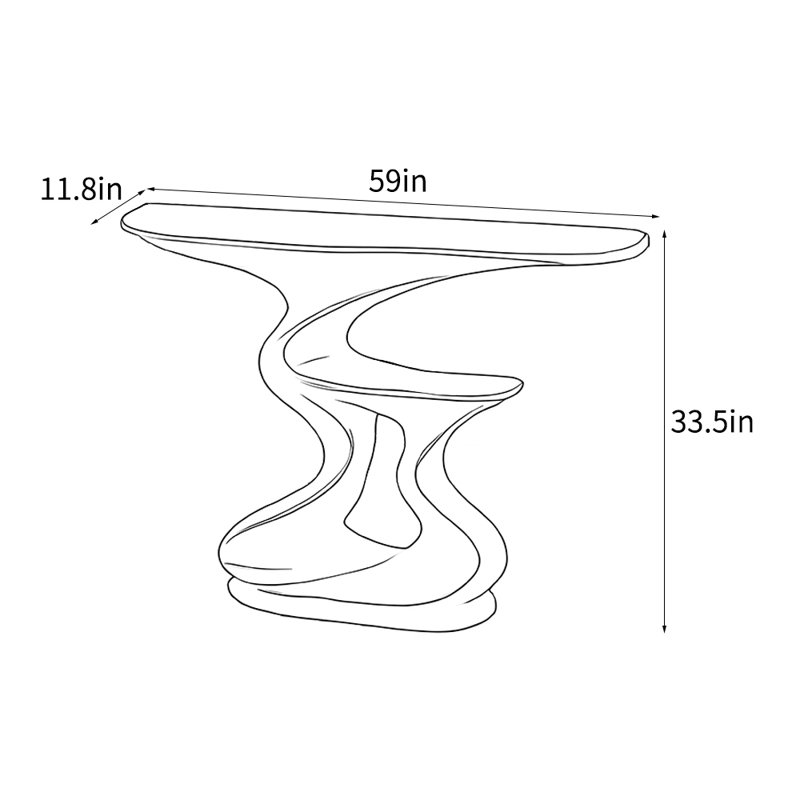 Simple light luxury console table, White, 33.5" H x 59" W x 11.8" D