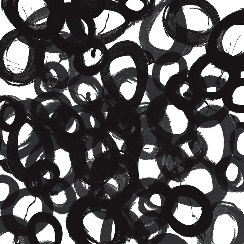 Cercles noirs, H 12 po x l 12 po