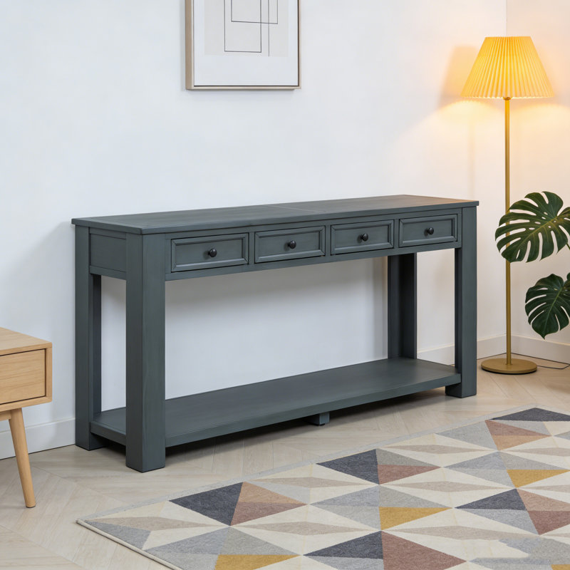 Console de couloir avec tiroirs de rangement - table de canapé pour le vestibule, Marine