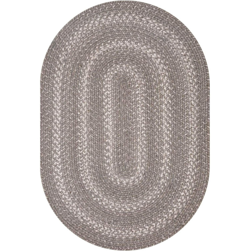 Tapis gris en jute tressé Dailee, Ovale 1 pi 8 po x 2 pi 6 po