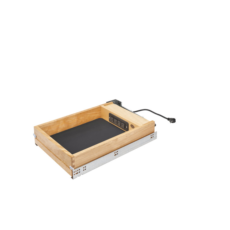 Wood Base Cabinet Charging Drawer Replacement System W/ Soft-Close, 4.32" H x 16.5" W x 22.45" D