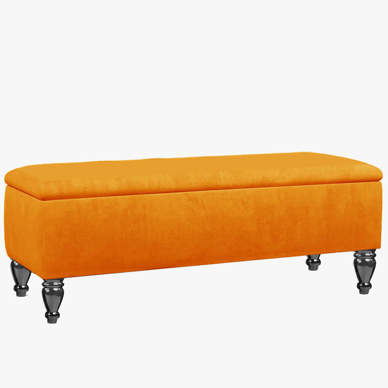 Lisbon Ottoman Bench with Storage, End of Bed Bench, Rectangle Coffee Table, Upholstered Footstools, Burnt Orange