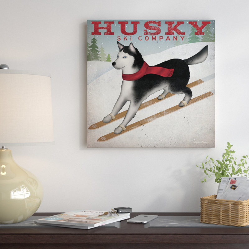 « husky ski co. rétro » sur toile tendue, H 12 po x l 12 po x P 0,75 po