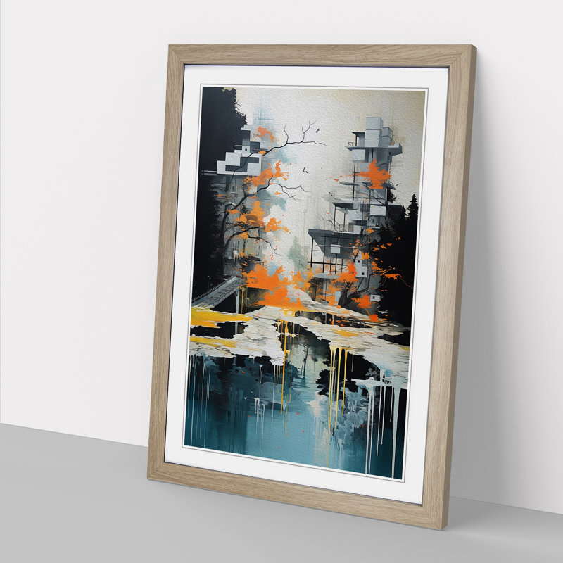 Stream Contemporary - Framed Print, Oak, 34cm H x 25cm W x 2cm D