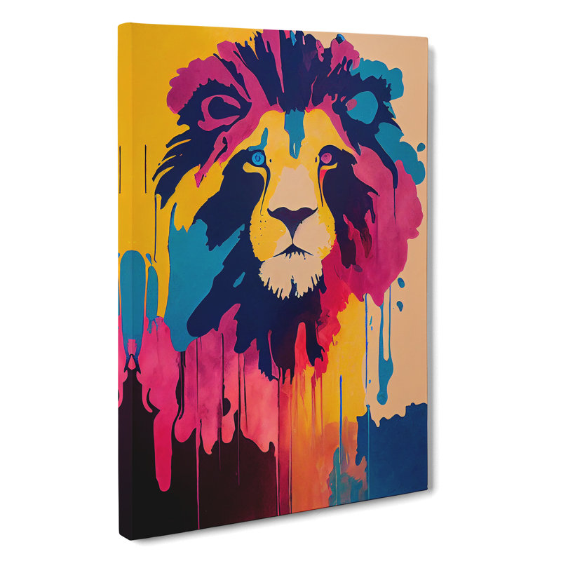 Lion Dripped Abstract - Wrapped Canvas, 76cm H x 50cm W x 3cm D