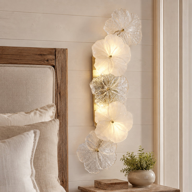 Modern 4 - Light Luxury Wall Sconce With Crystal Flower Accents