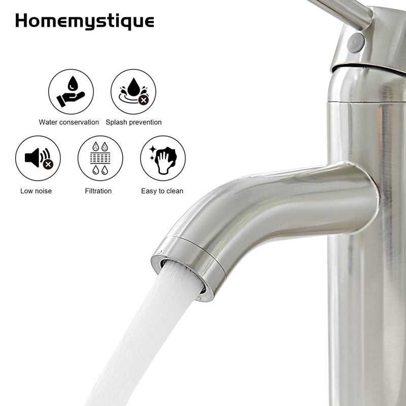 Robinet pour salle de bain à poignée simple, Nickel
