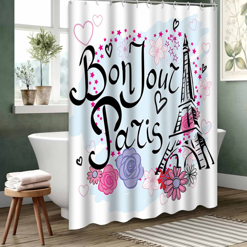 Rideau de douche transparent transparent, rideaux de douche pour la salle de bain avec 12 crochets, L 72 po x l 72 po