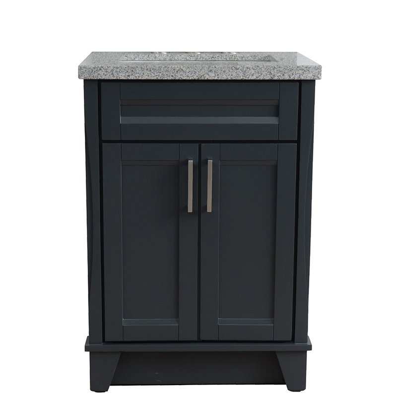 25'' Single Bathroom Vanity with Granite Top, Gray