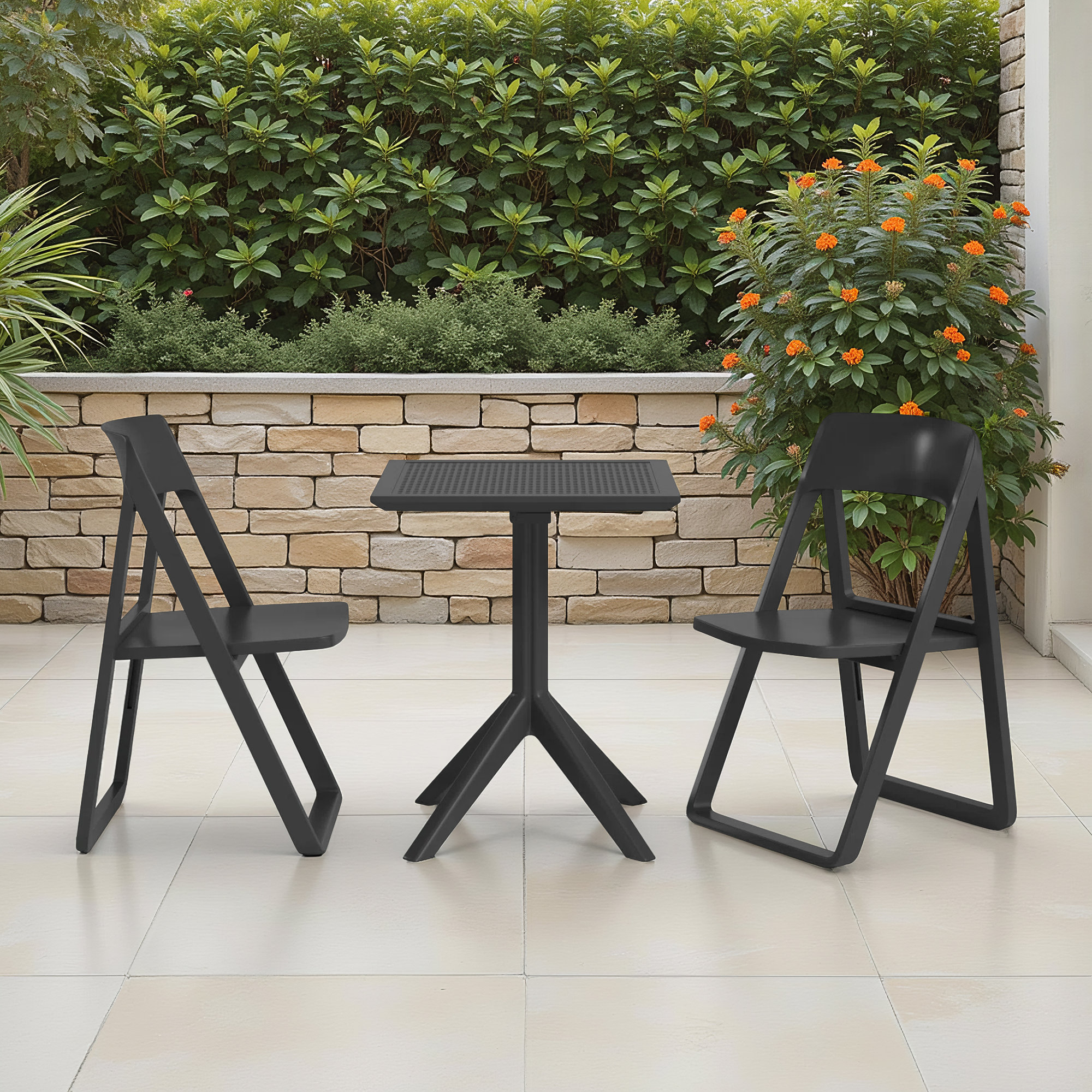 Farrah Square 2 - Person Bistro Set, Black