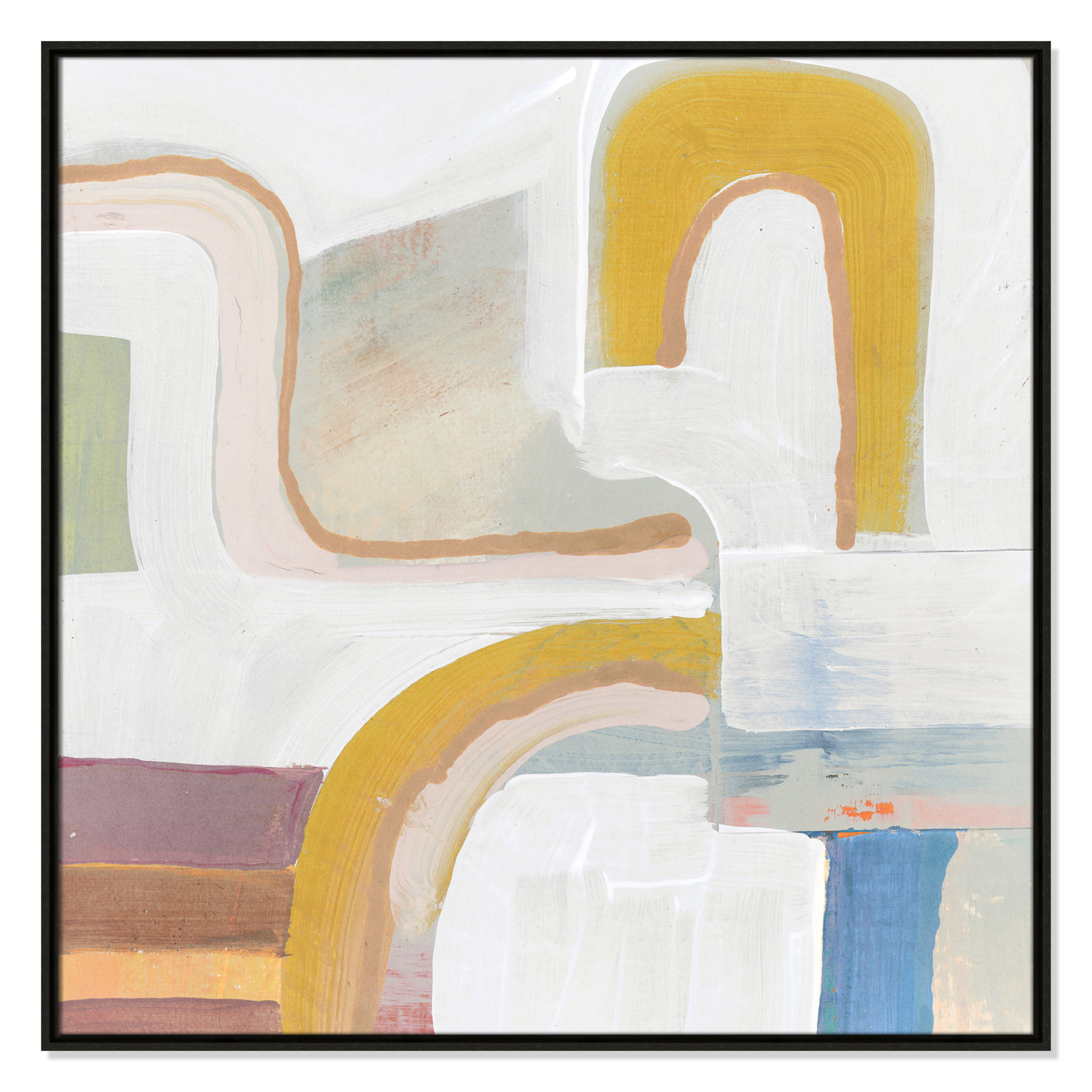 Together Again I by Cartissi - Floater Frame Painting Print on Canvas, 37.5" H x 37.5" W, Black