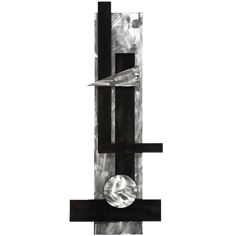 Meyerdirk Art Contemporary Steel Geometric Wall Art - Metallic Black, Metallic Black