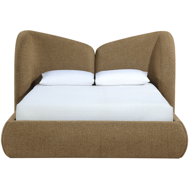 Elowen Chenille Fabric Upholstered Bed, King, Brown Chenille Fabric