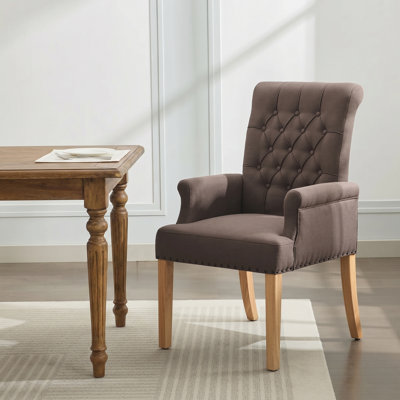 Amdad Tufted Upholstered Fabric Dining Chair with Arms
