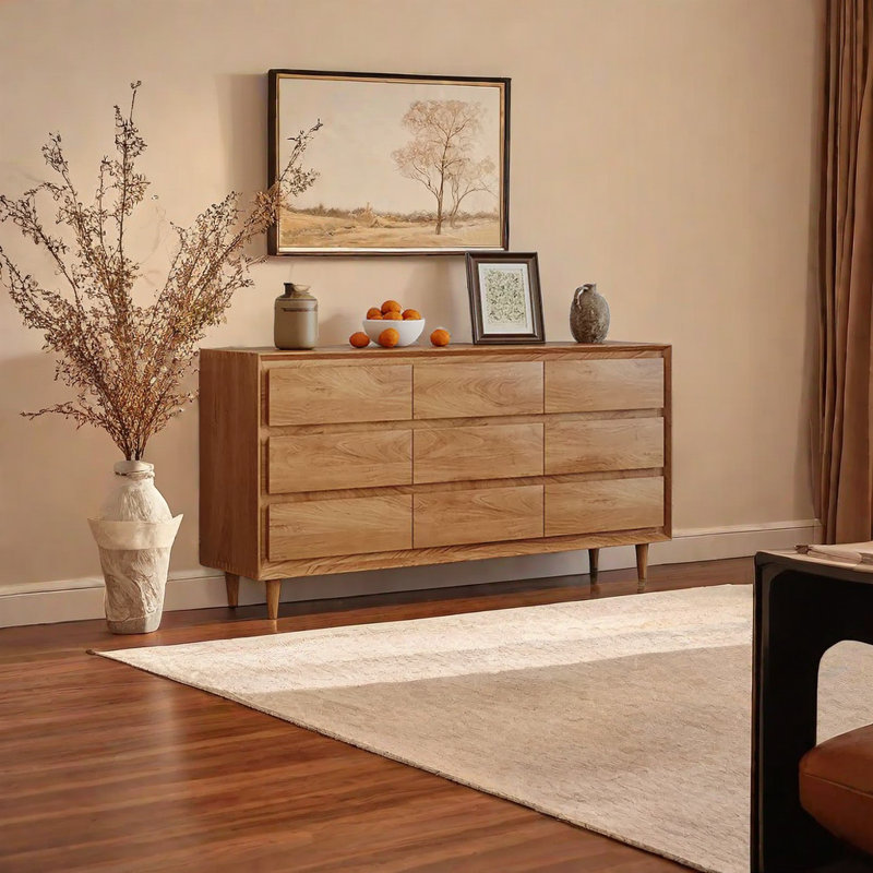 Modern Simple Log Style Solid Wood Porch Cabinet Solid Wood Accent Chest