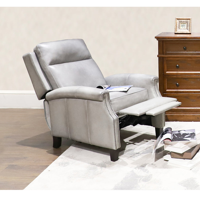 Fauteuil inclinable en cuir ciré Lentari avec pieds en bois massif