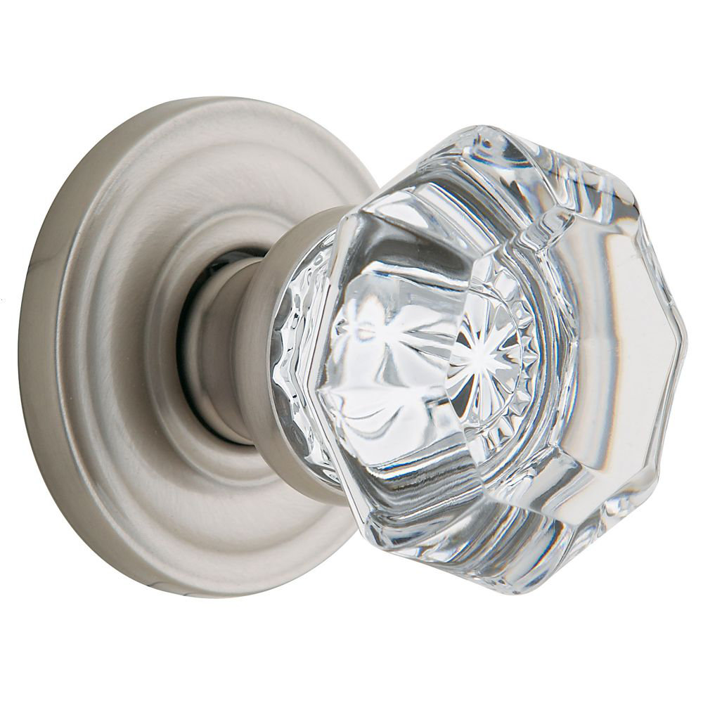 Crystal Single Dummy Door Knob with Traditional Round Rose Baldwin 