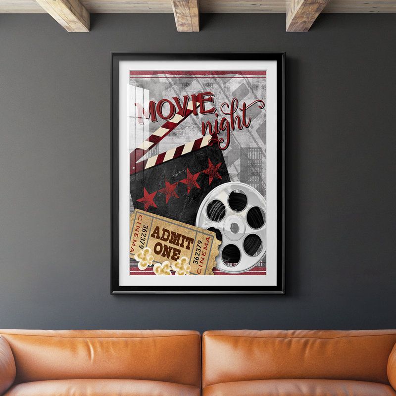 «Movie Night II», reproduction encadrée de qualité supérieure, prête à être accrochée, H 36,5 po x l 26,5 po, Noir