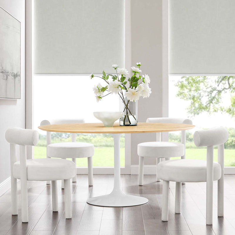 Table de salle à manger Silver Orchid Fein, Blanc, Naturel, H 29,5 po x l 60 po x L 60 po