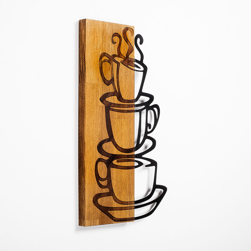 Decorative Wooden Wall Accessory, Walnut & Black Finish, 13.4 x 22.8 inches | 50% Real Wood (Thickness: 1.2 inches) & Metal (Thickness: 0.06 inches) | Unique Home Decor, Elegant Design with Textured Variation