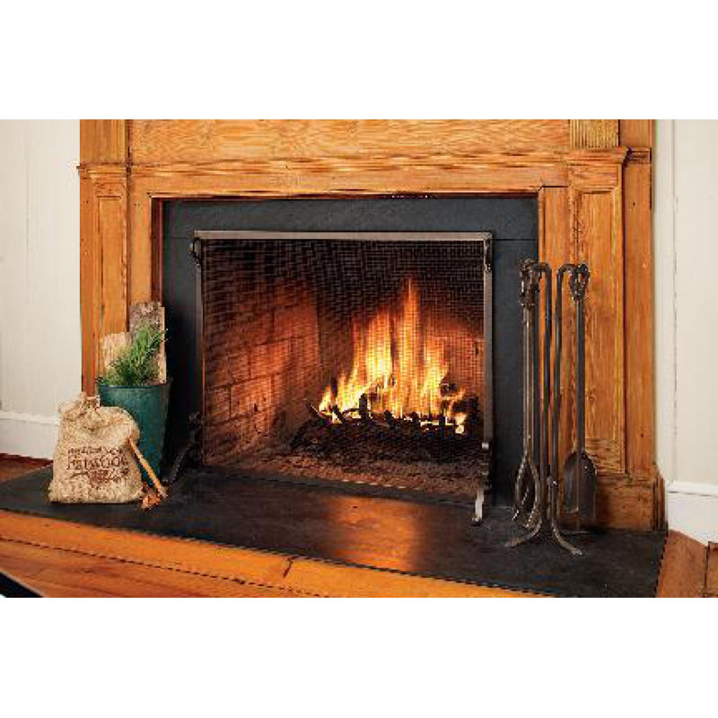 Bronze Mesh Single Panel Fireplace Screen with Door