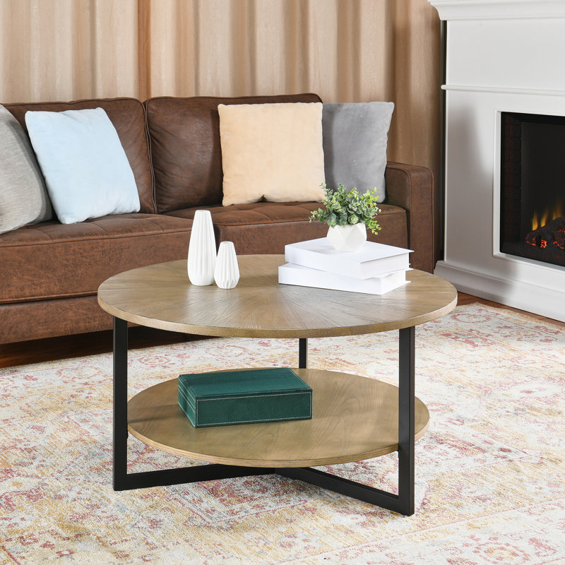 Nystrom Three Leg Coffee Table with Storage, Natural