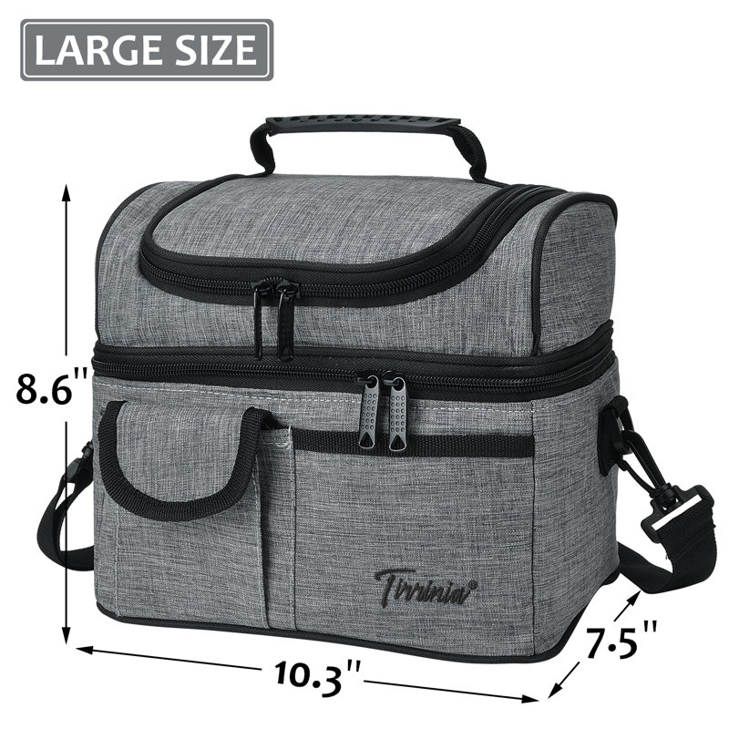 Sac à lunch à double compartiment pour femme Tirrinia, Gris foncé