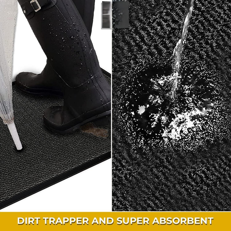 Hallway Runner Rug Heavy Duty Non-Slip Rubber Back, Anthracite 90x300cm Long Mat - Dirt Trapper, Water Absorbent Runner Mat, Washable Rugs, Carpet for Hallway Kitchen Living Room