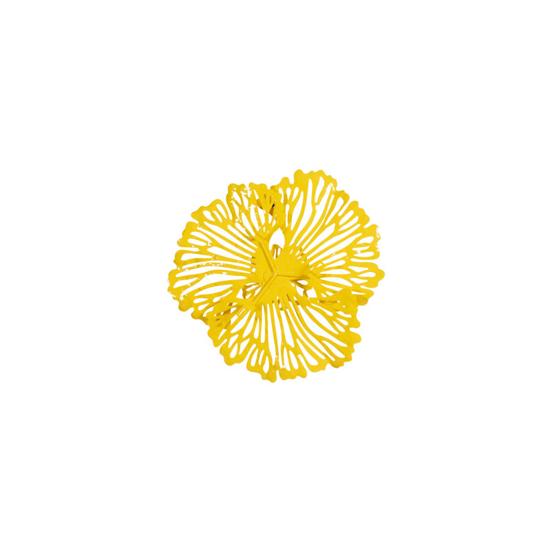 Flower Wall Art Extra Small Metal, Yellow