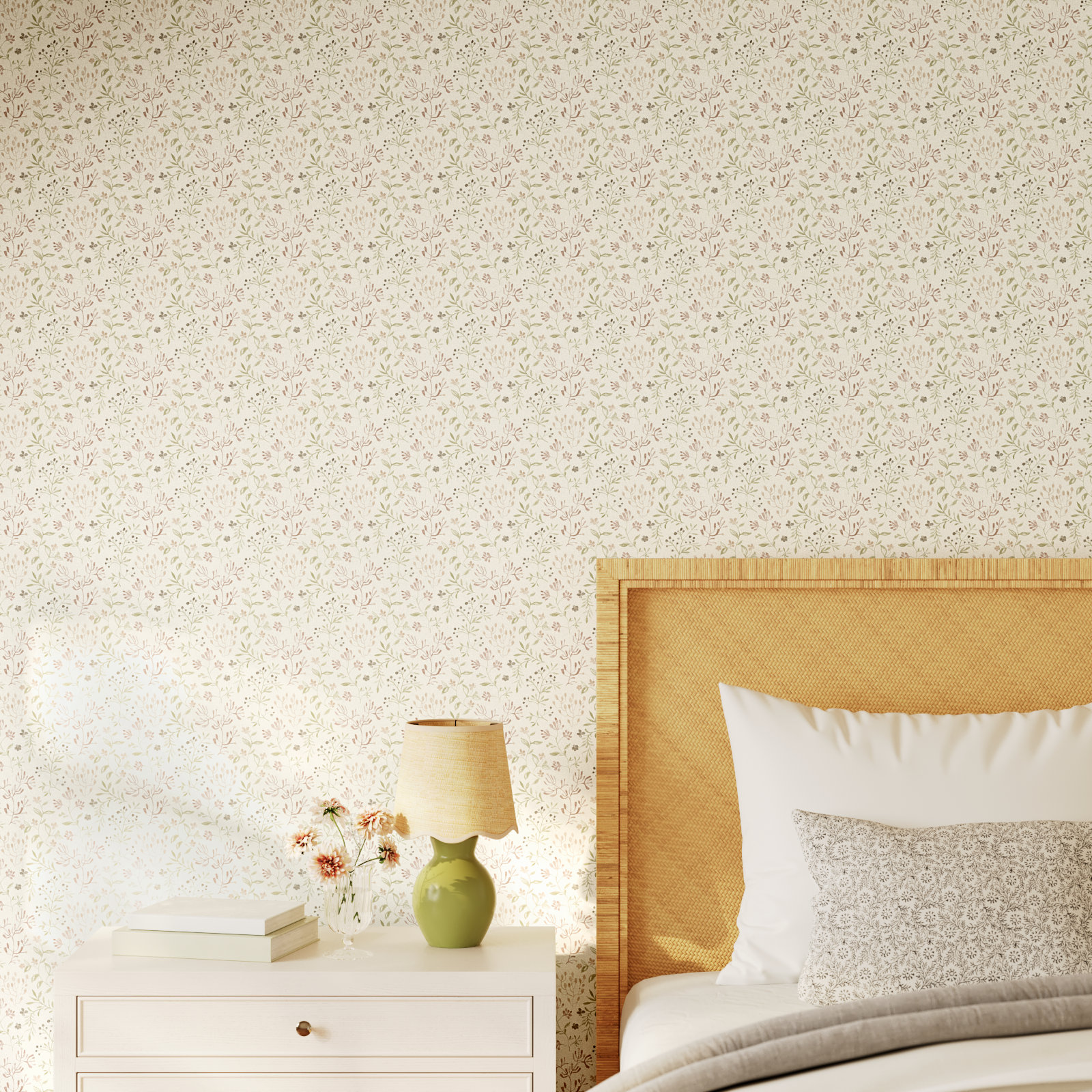 Siren Prepasted Floral Wallpaper, Pink
