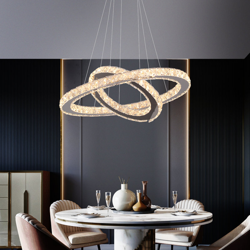 Chloe-Anne 2 - Light LED Round / Oval Chandelier, Adjustable (3000-6000 Kelvin), No