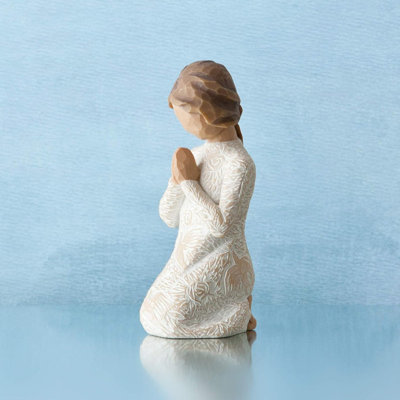 Saule sculpté, prière de paix, à la recherche du calme à l'intérieur, silhouette sculptée de 4 pouces