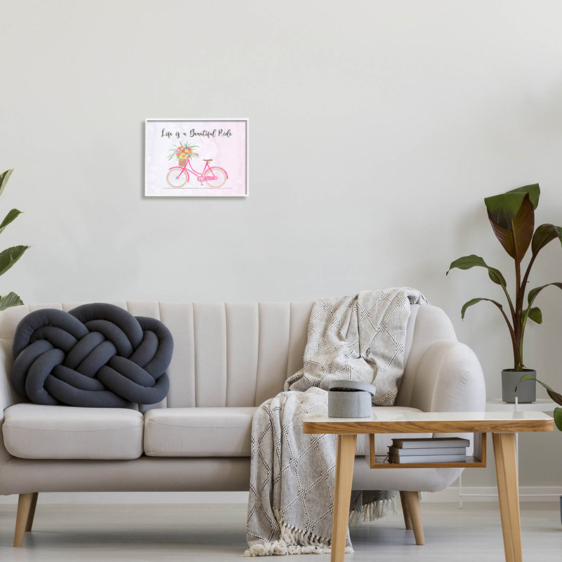Life Is A Beautiful at-096, H 11 po x l 14 po x P 1,5 po, Giclée encadrée blanc bord de mer