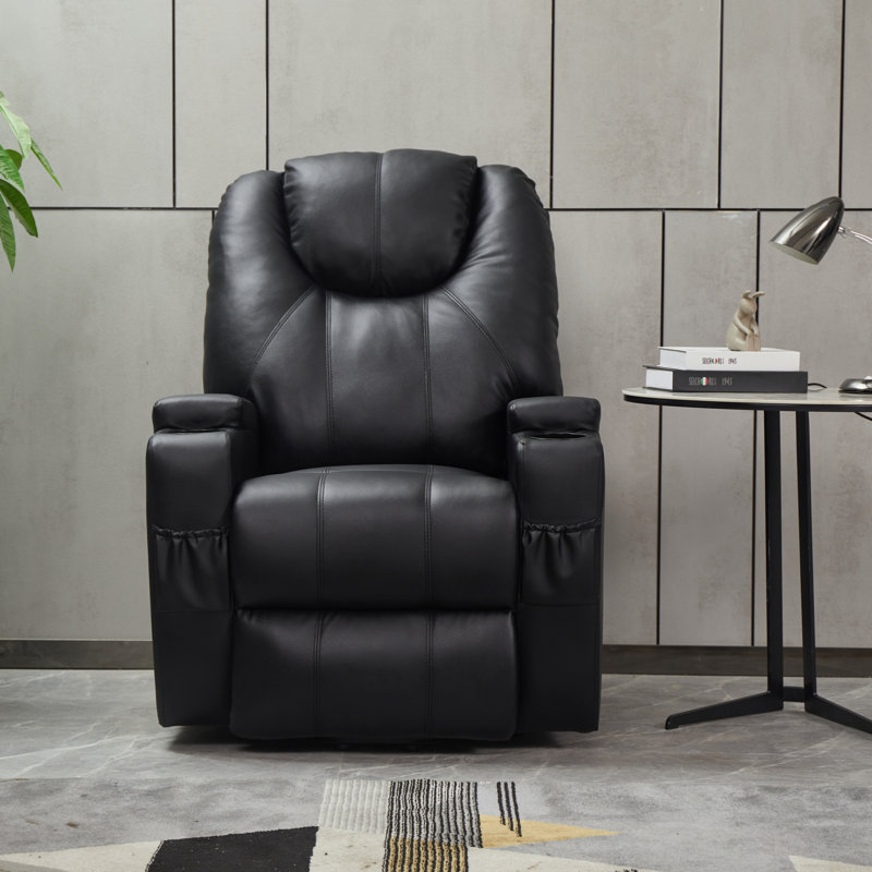 Fauteuil inclinable inclinable moderne avec fauteuils inclinables et porte-gobelets, télécommande, Noir