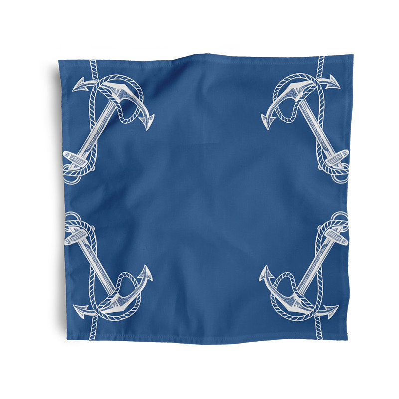 Ensemble de serviettes de table 4 pièces à imprimé ancré Hancock, bleu