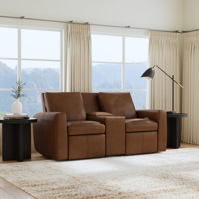 Elara Power Reclining Loveseat With Console, Brown