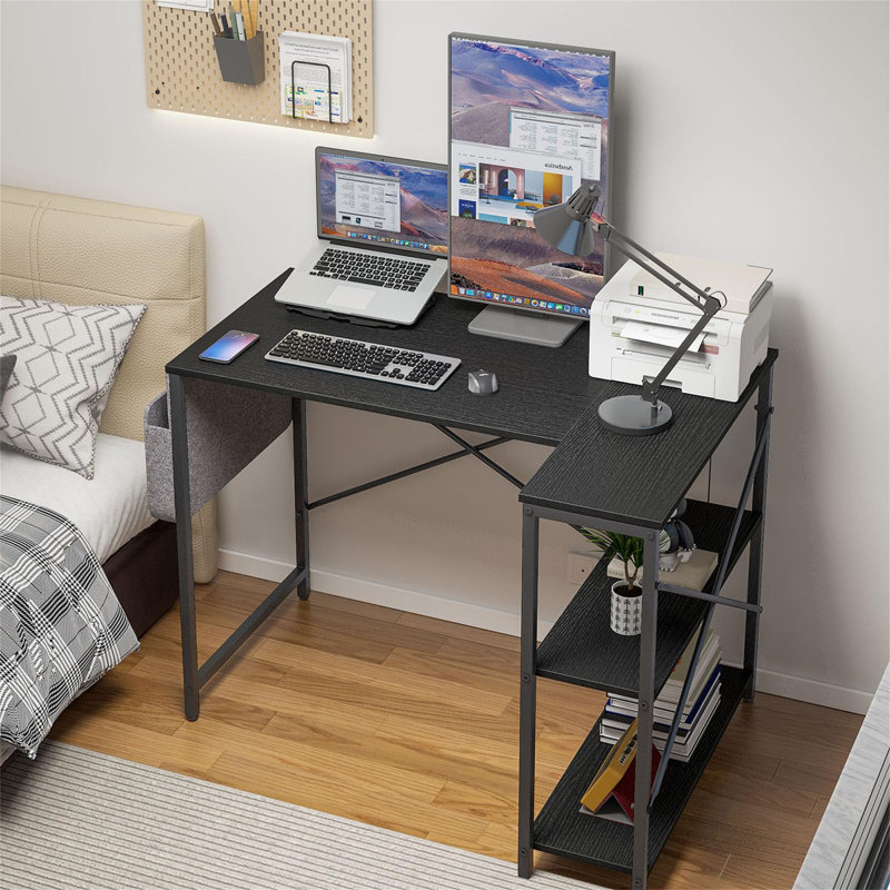 L-Shaped Metal Base Computer Desk