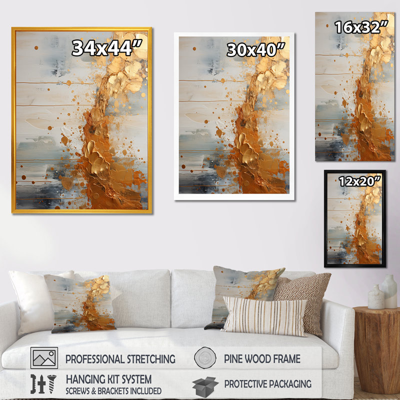 Or et gris Rhythms Champagne - Champagne, art mural, Cadre photo noir, H 20 po x l 12 po x P 1 po