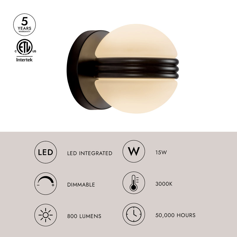 Selene 5-in Gold dimmable LED Wall Sconce, Brushed Gold