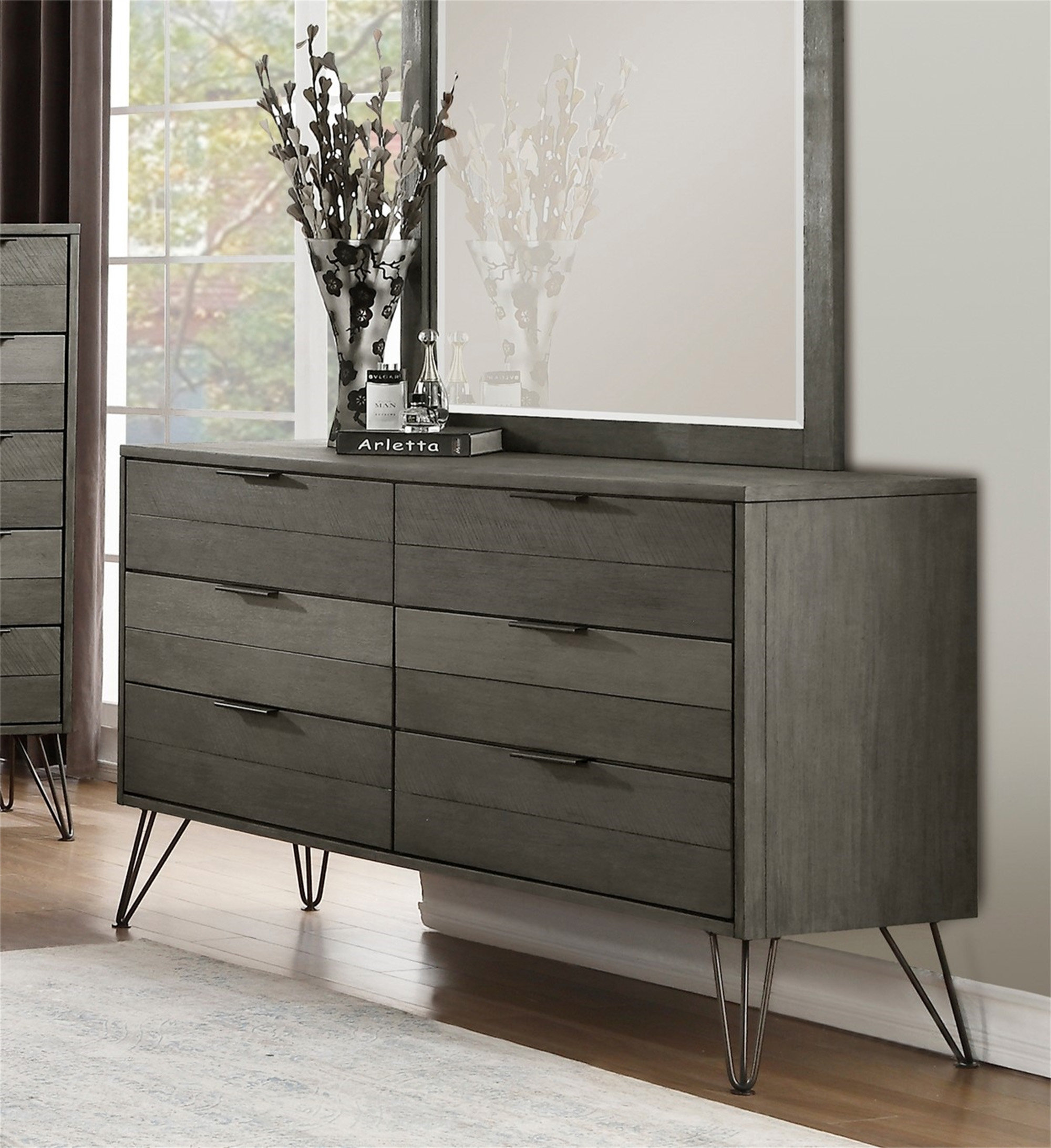 George Oliver Contemporary Dresser Of 6X Storage Drawers Solid Acacia ...