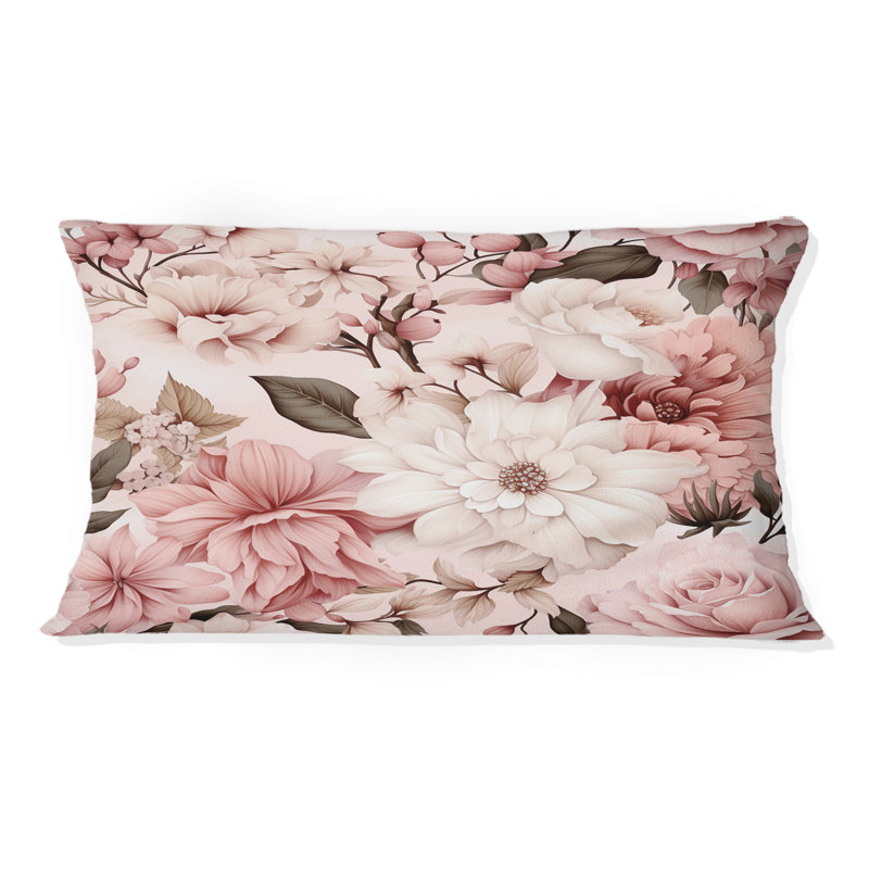 Coussin en polyester floral rose antique