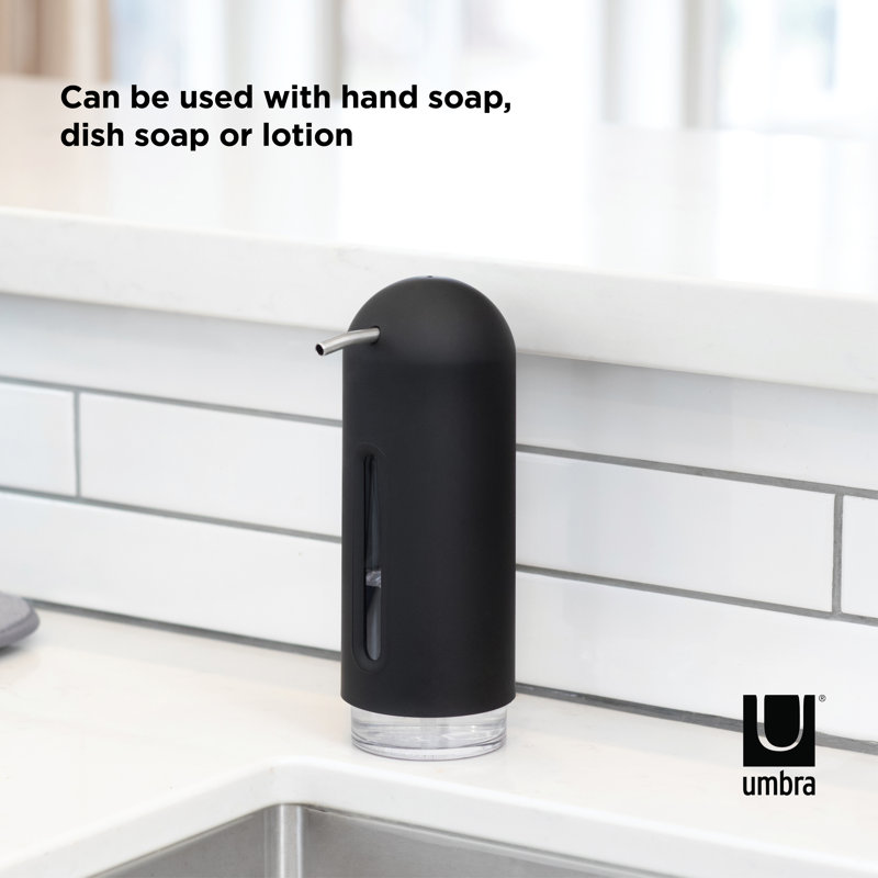 Black Soft-Touch Penguin Soap Dispenser with Window