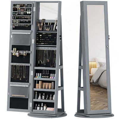 Miroir robuste, miroir pivotant sur 360 °, avec tablettes de rangement