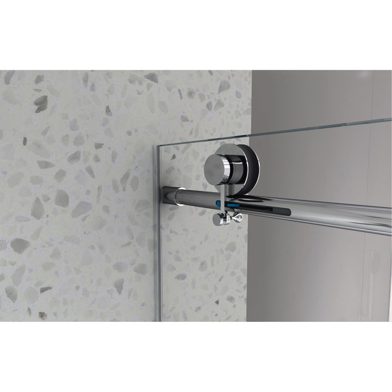 4876 Brushed Nickel Frameless One Fixed And One Shifted Shower Door, 70MM 304 SUS Large Pulleys With Adjustable Soft Closing Function,With Nano Easy Cleaning And Stick Explosion-Proof Menbrance
