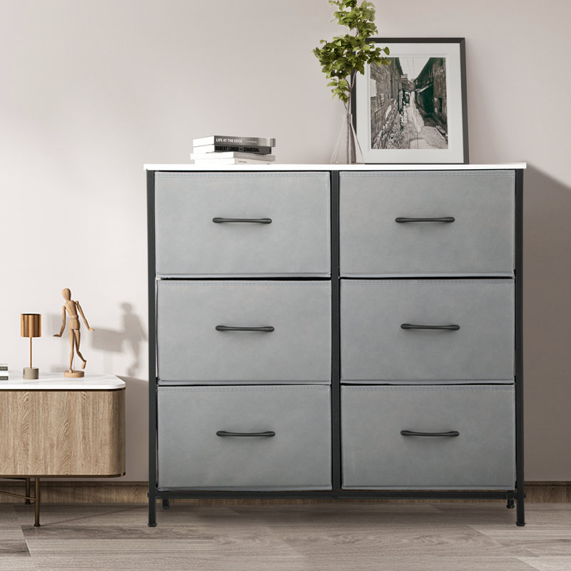 Marthena 6 Drawer 31.5" W Double Dresser, Gray